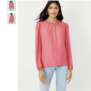 NWT Ann Taylor Puff Sleeve Blouse in Carmine Pink